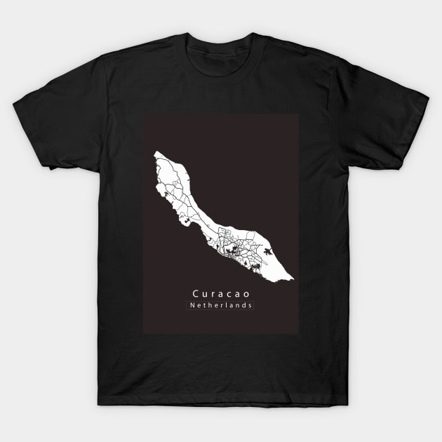 Curacao Netherlands Island Map T-Shirt by Robin-Niemczyk